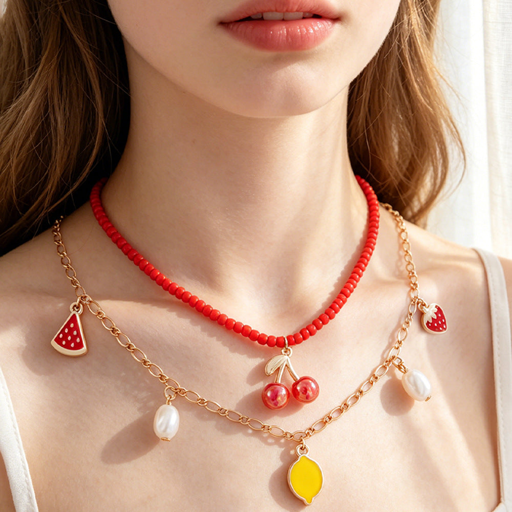 Cute Bow Tie Multi Charms Necklace For Kids Featuring Zinc Alloy Pendant, 2 Pieces Set