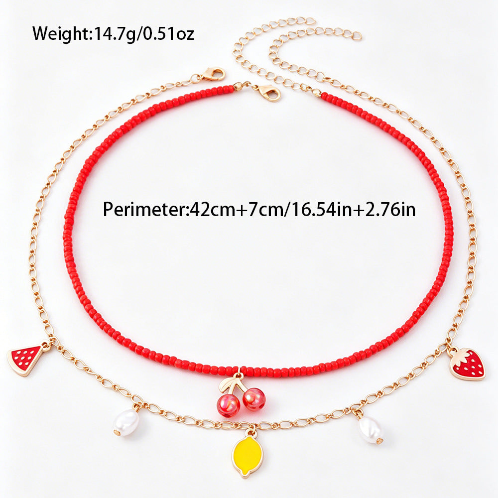 Cute Bow Tie Multi Charms Necklace For Kids Featuring Zinc Alloy Pendant, 2 Pieces Set