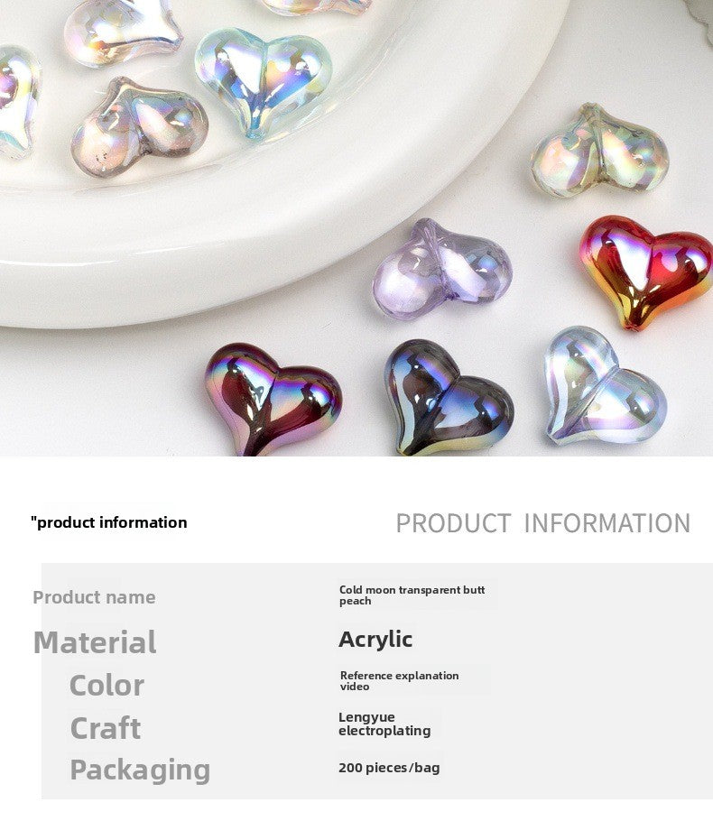 Heart Shape Acrylic Beads With Electroplated Finish, Transparent Jewelry Accessories For Commute Style