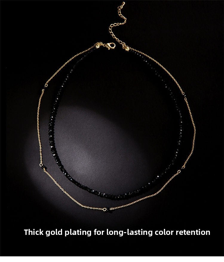 New Style Geometric Choker Necklace With Alloy Ball Chain And Crystal Inlay Pendant