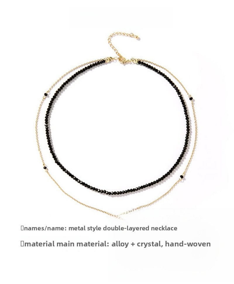 New Style Geometric Choker Necklace With Alloy Ball Chain And Crystal Inlay Pendant