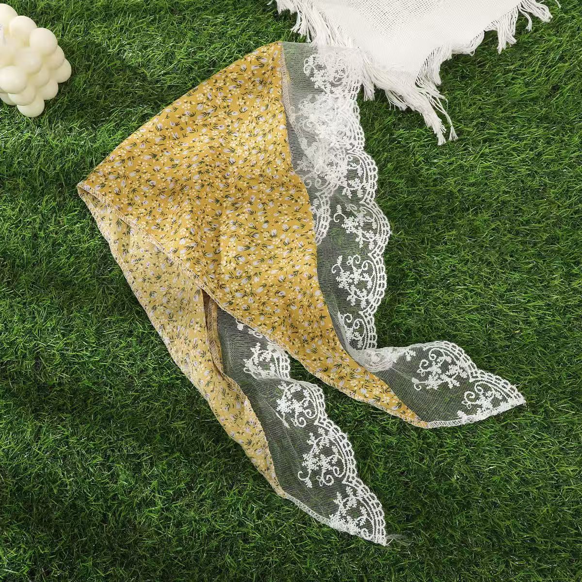 French Lace Hat Accessory For Women In White, Made Of Polyester With Elegant Printing Craft