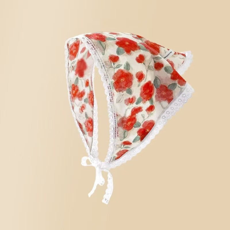 French Lace Hat Accessory For Women In White, Made Of Polyester With Elegant Printing Craft