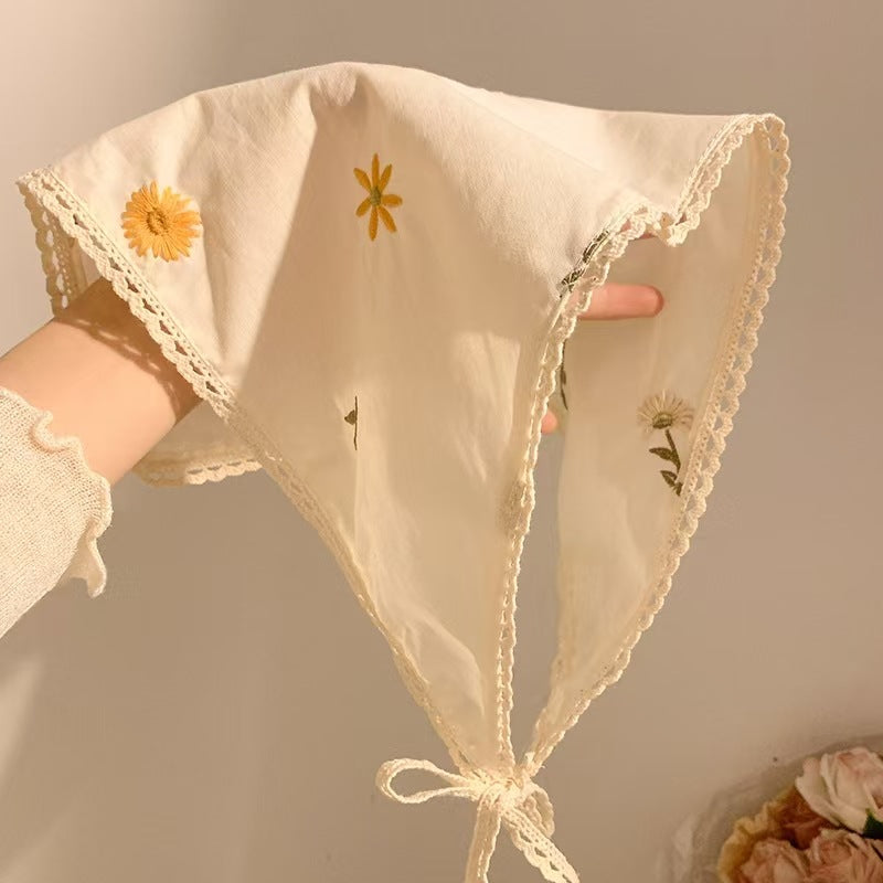 French Lace Hat Accessory For Women In White, Made Of Polyester With Elegant Printing Craft