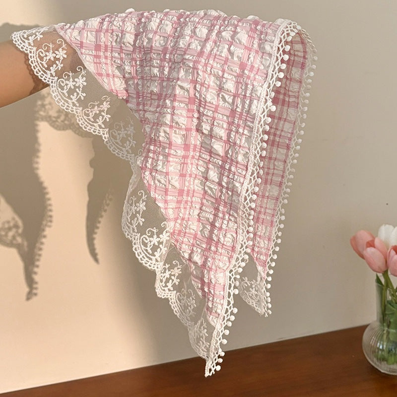 French Lace Hat Accessory For Women In White, Made Of Polyester With Elegant Printing Craft
