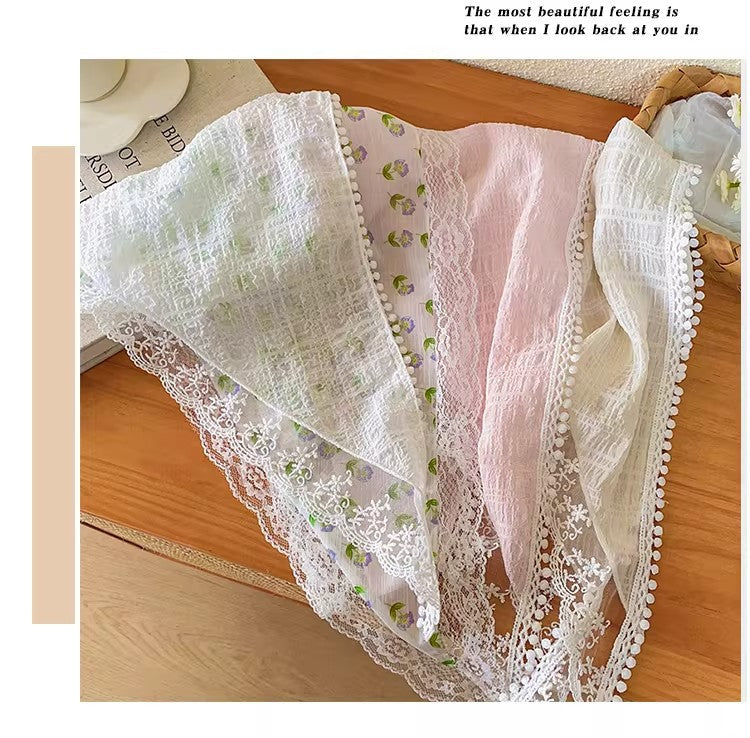 French Lace Hat Accessory For Women In White, Made Of Polyester With Elegant Printing Craft