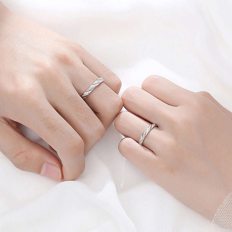 Waves New Style Couple Rings In 925 Sterling Silver With Electroplated And Sandblasted Craftsmanship