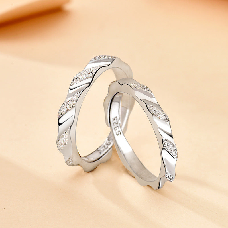 Waves New Style Couple Rings In 925 Sterling Silver With Electroplated And Sandblasted Craftsmanship
