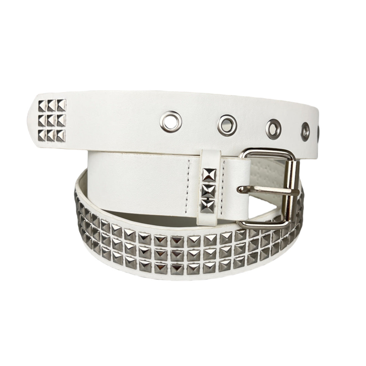 Men's Punk Pyramid Belt With Alloy Pin Buckle, Made Of Durable PU Leather