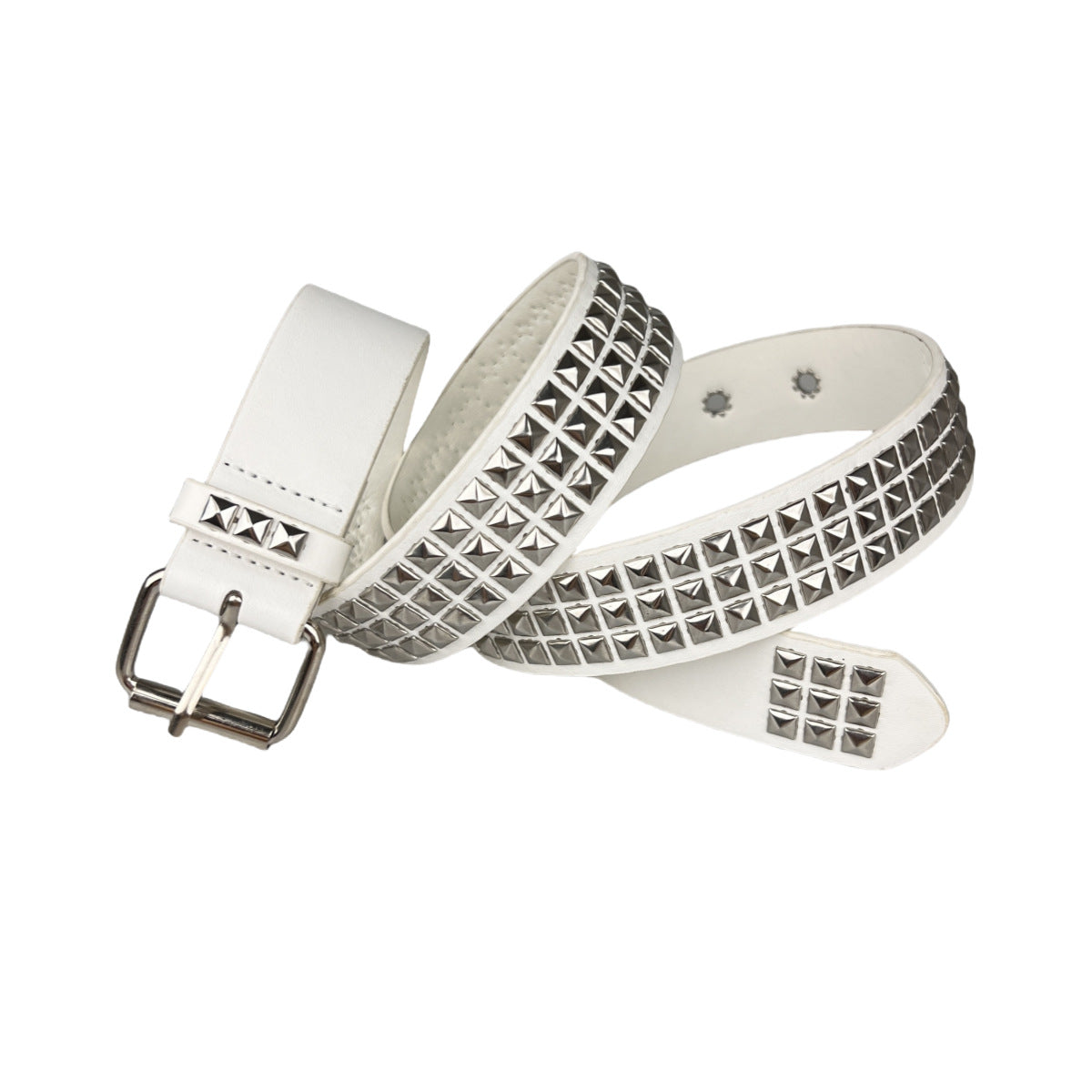 Men's Punk Pyramid Belt With Alloy Pin Buckle, Made Of Durable PU Leather
