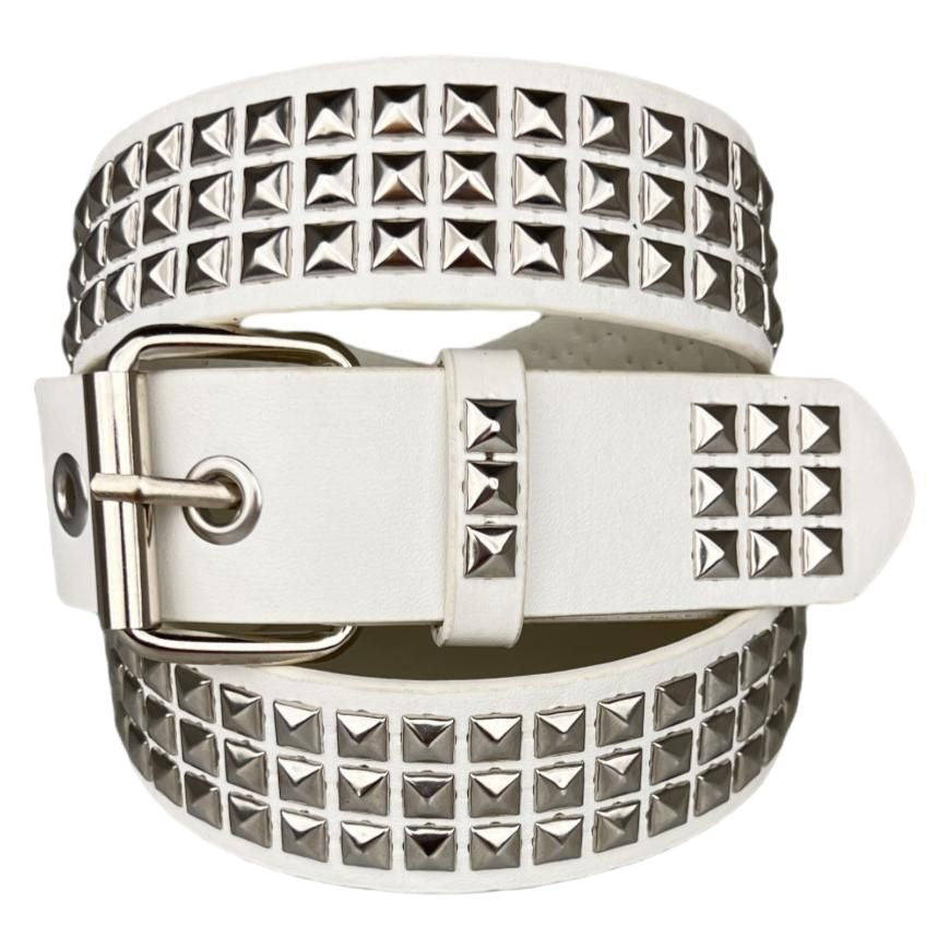 Men's Punk Pyramid Belt With Alloy Pin Buckle, Made Of Durable PU Leather
