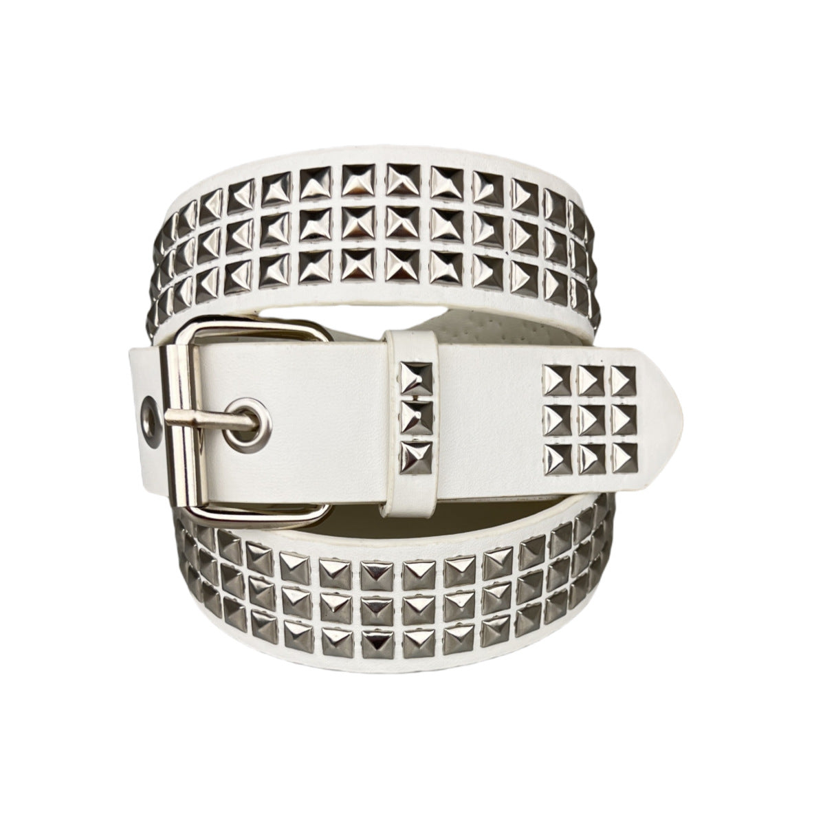Men's Punk Pyramid Belt With Alloy Pin Buckle, Made Of Durable PU Leather