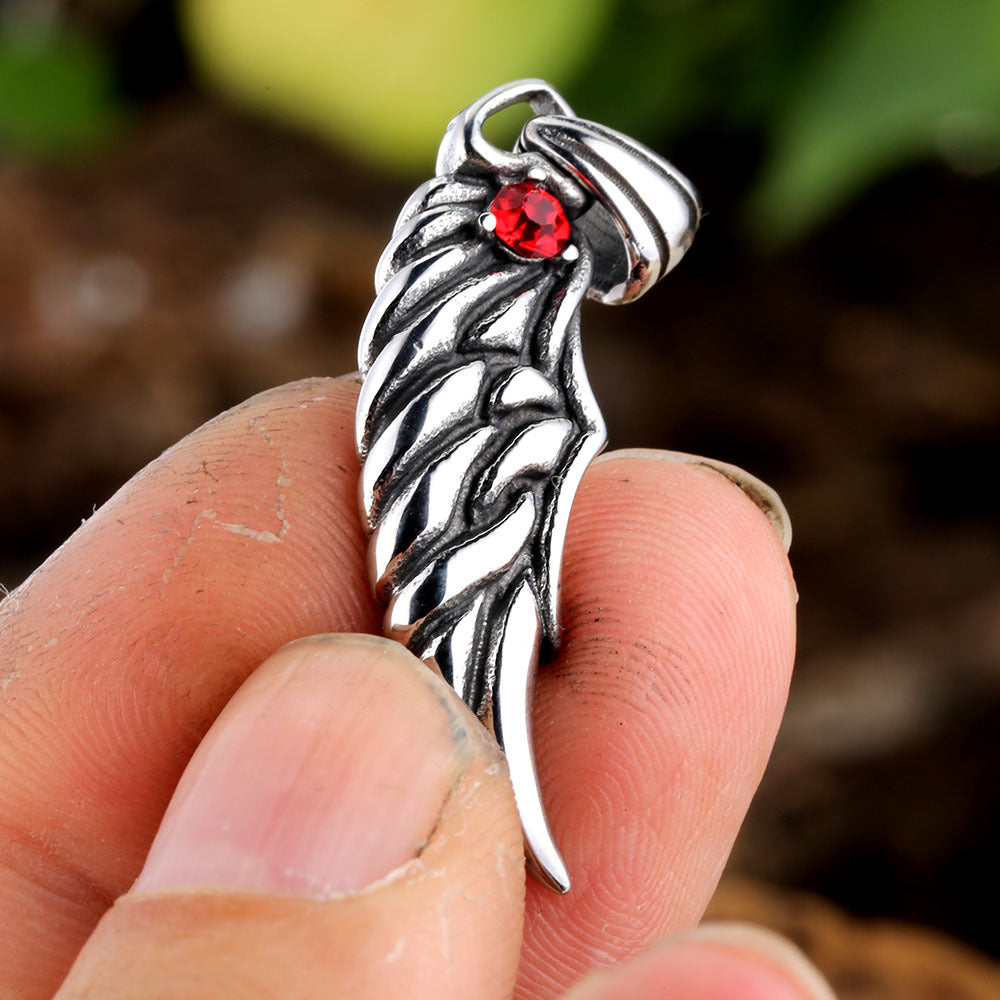 Feather Pendant In 316 Stainless Steel With Polished Titanium Steel Chain, Unisex Design For Summer