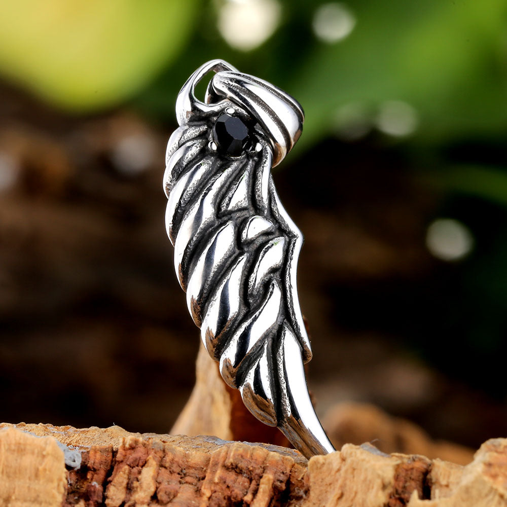 Feather Pendant In 316 Stainless Steel With Polished Titanium Steel Chain, Unisex Design For Summer