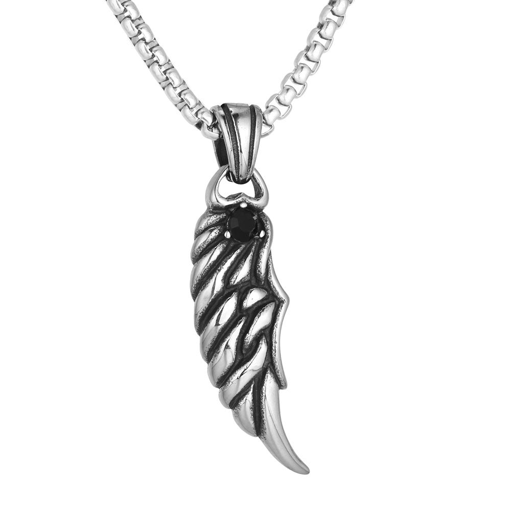 Feather Pendant In 316 Stainless Steel With Polished Titanium Steel Chain, Unisex Design For Summer