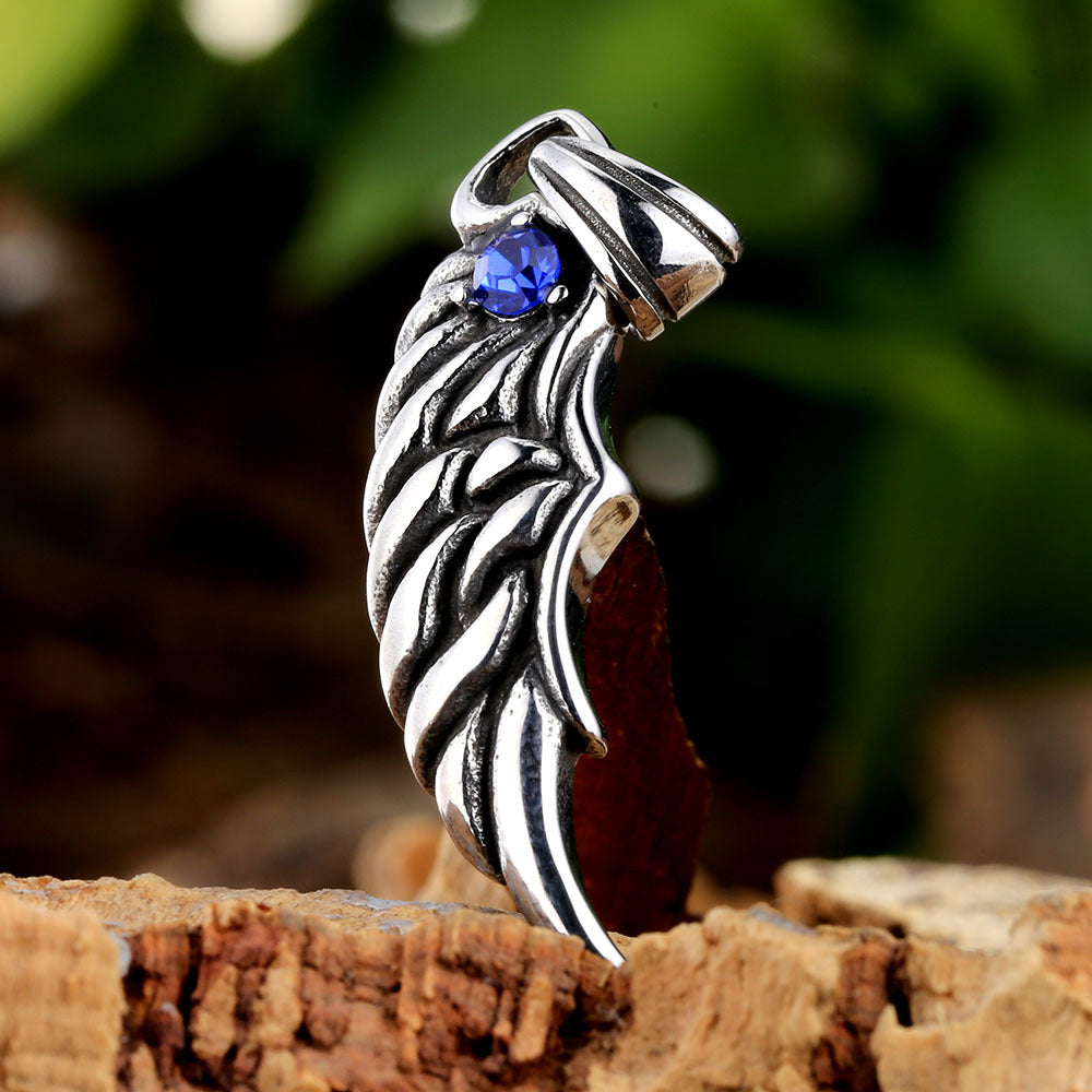 Feather Pendant In 316 Stainless Steel With Polished Titanium Steel Chain, Unisex Design For Summer