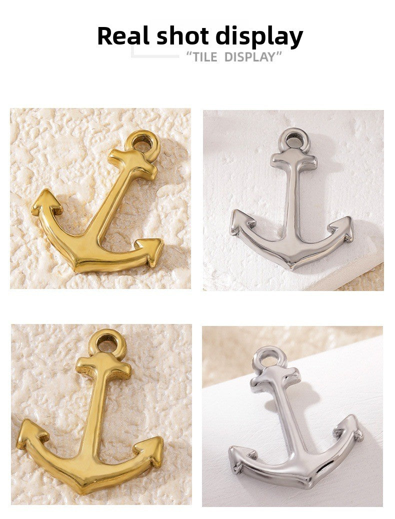 Anchor Pendant In 304 Stainless Steel With Electroplated Finish, Silver Marine Style Jewelry Accessory