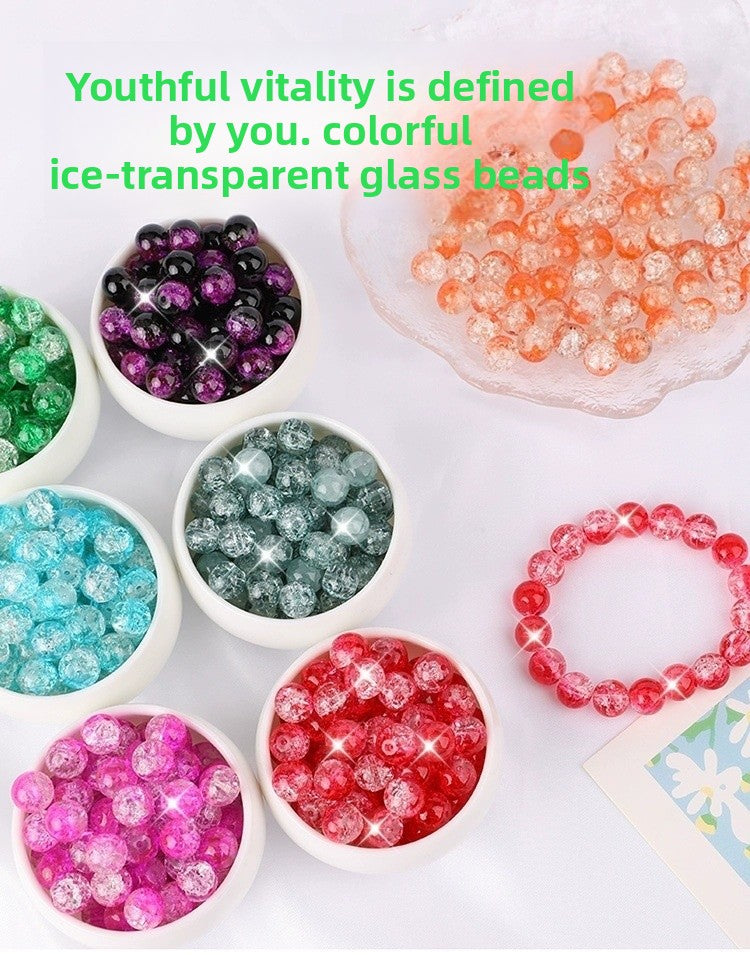Handmade Dragon Glass Beads With Crackle Glass Inlay, 8mm Diameter Jewelry Making Beads