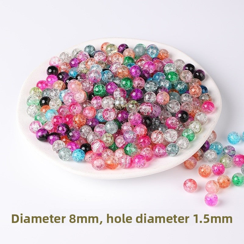 Handmade Dragon Glass Beads With Crackle Glass Inlay, 8mm Diameter Jewelry Making Beads