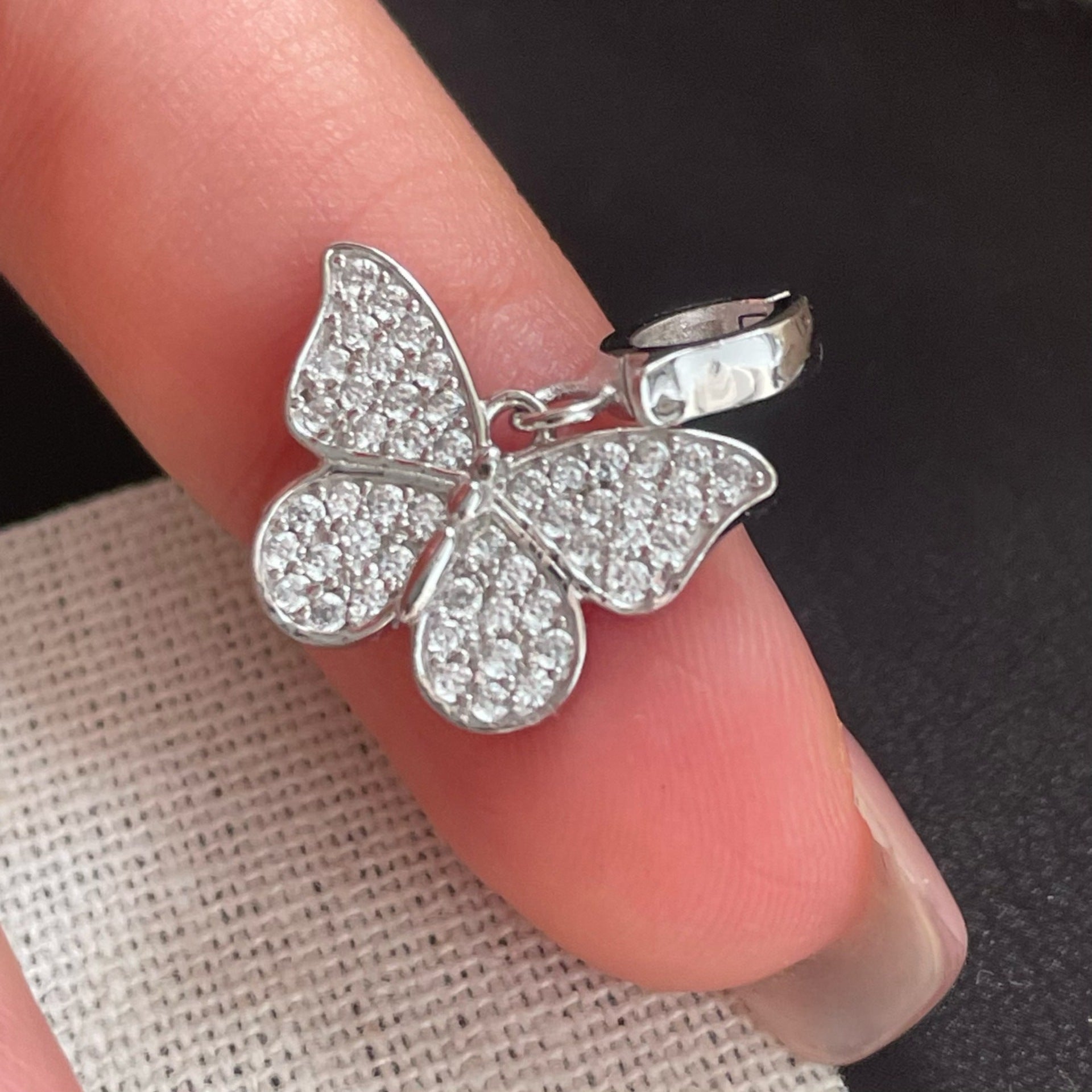Elegant Butterfly Pendant In 925 Sterling Silver With Electroplated Gold Plating And Brushed Finish Featuring Artificial Rhinestones