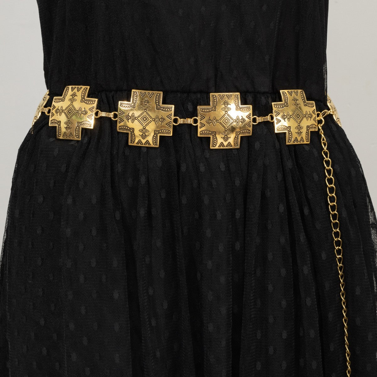 Ethnic Style Women's Waist Chain In Frosted Metal Finish