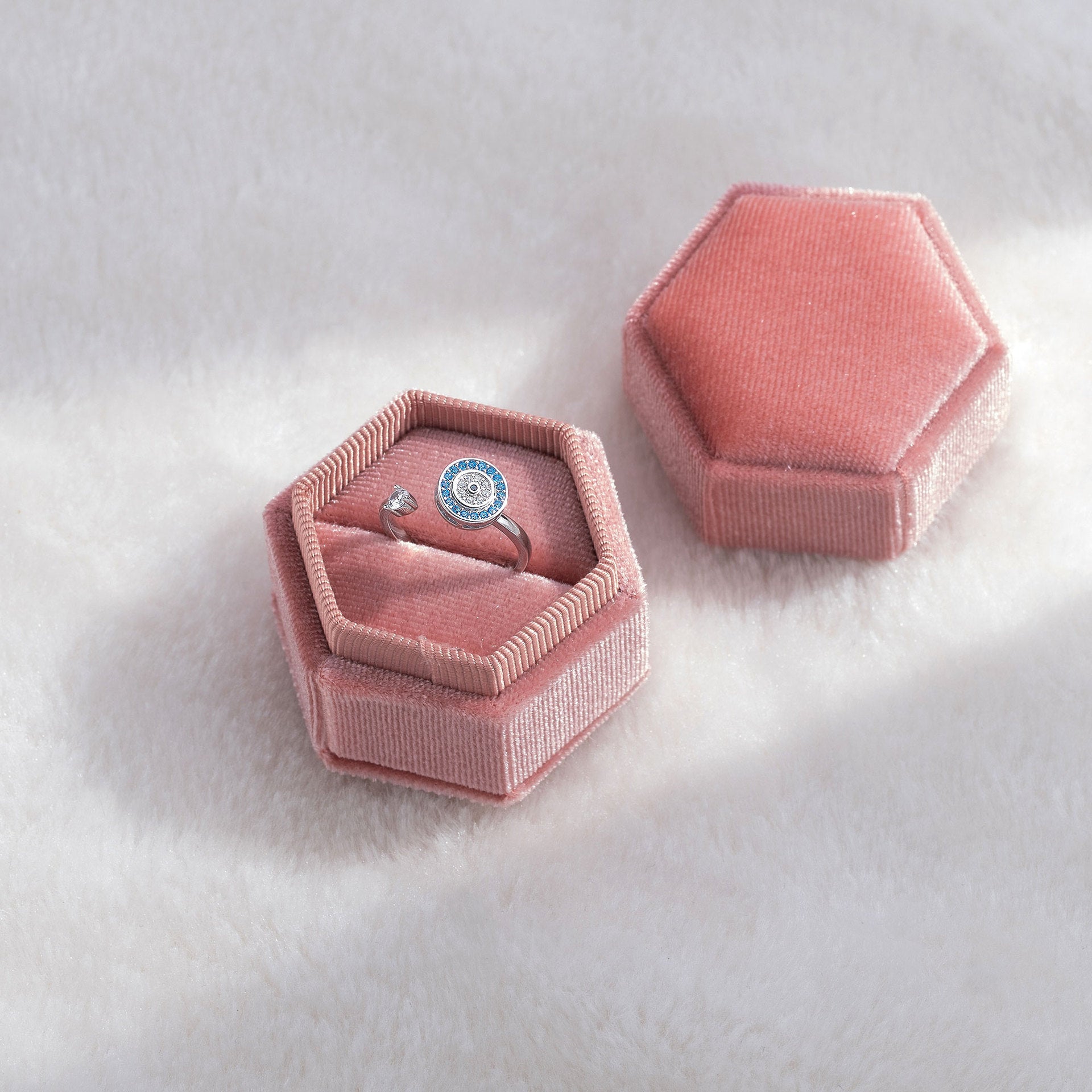 Devil's Eye Open Ring In 925 Sterling Silver For Unisex, Featuring Rotatable Craftsmanship, Available In Silver For Summer