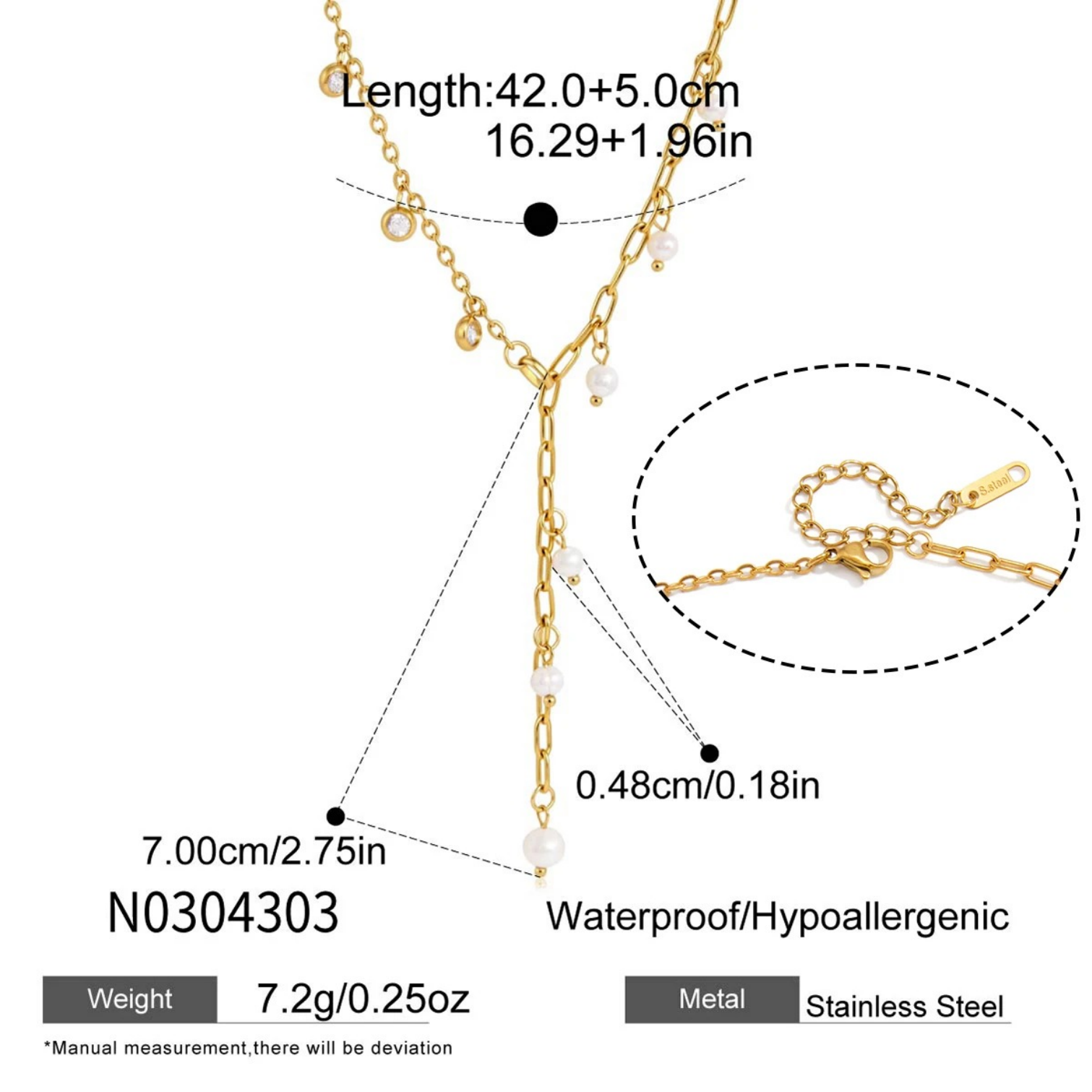 Hypoallergenic Tassel Necklace For Women With 18K Real Gold Plated 304 Stainless Steel, PVD Coated, Handmade Chain, And Zircon Inlay