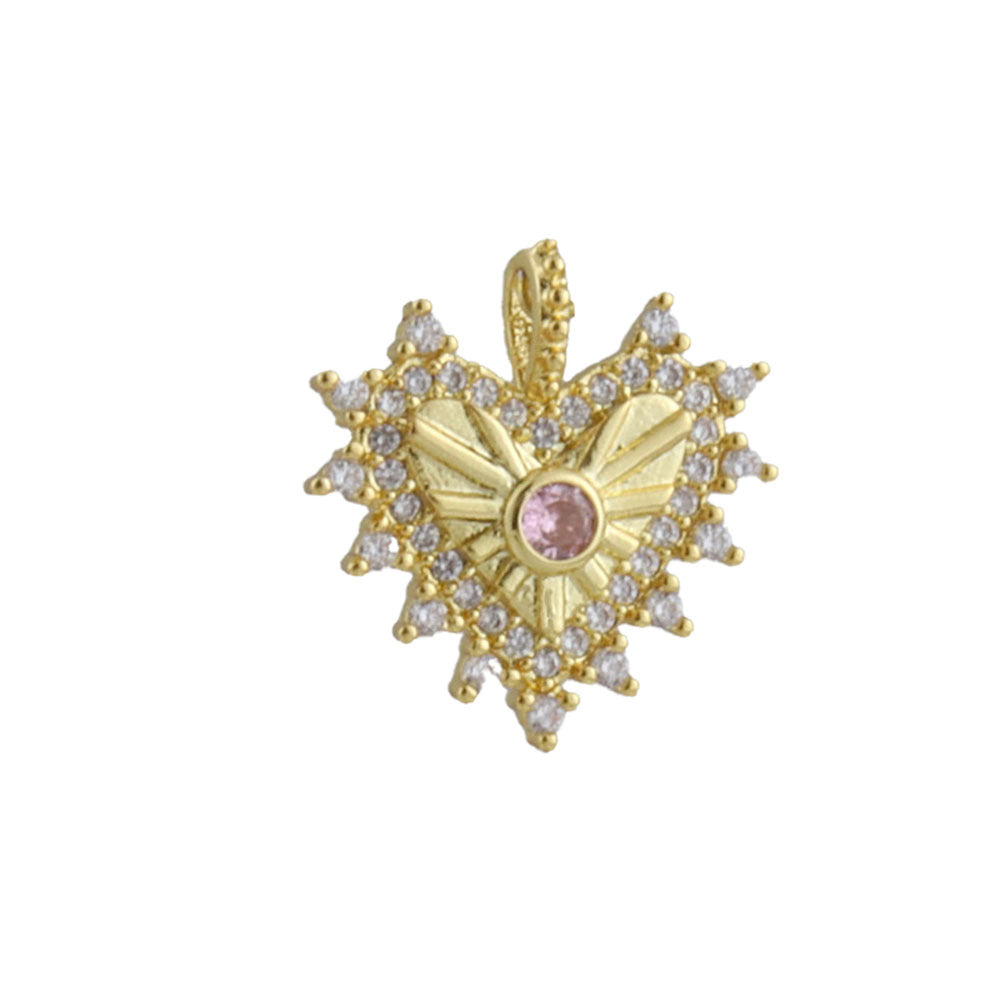 Heart Shape Copper Pendant With Real Gold Plated Electroplated Finish, Jewelry Accessory In Gold For Valentine's Day
