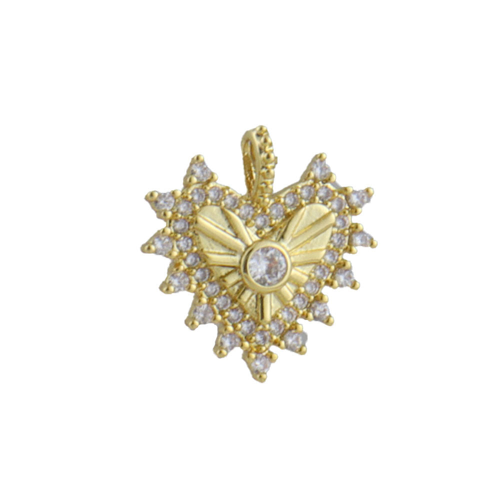 Heart Shape Copper Pendant With Real Gold Plated Electroplated Finish, Jewelry Accessory In Gold For Valentine's Day