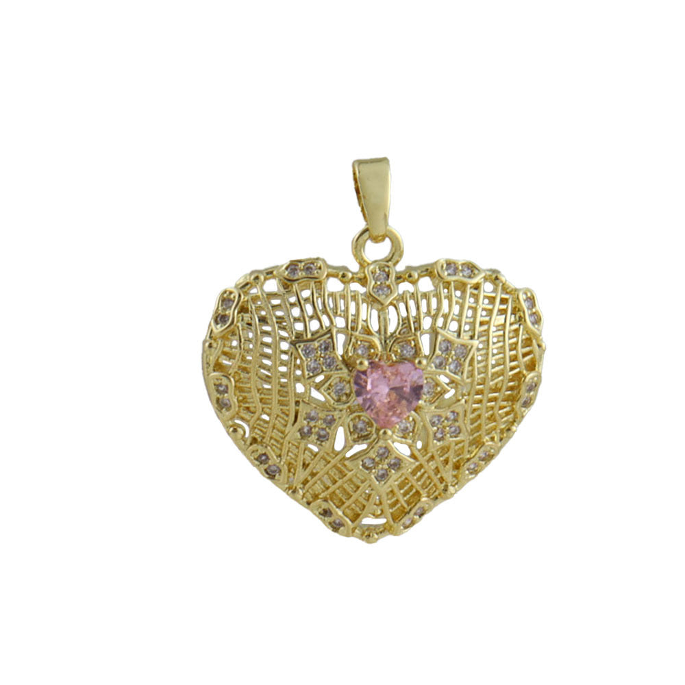 Heart Shape Copper Pendant With Real Gold Plated Electroplated Finish, Jewelry Accessory In Gold For Valentine's Day