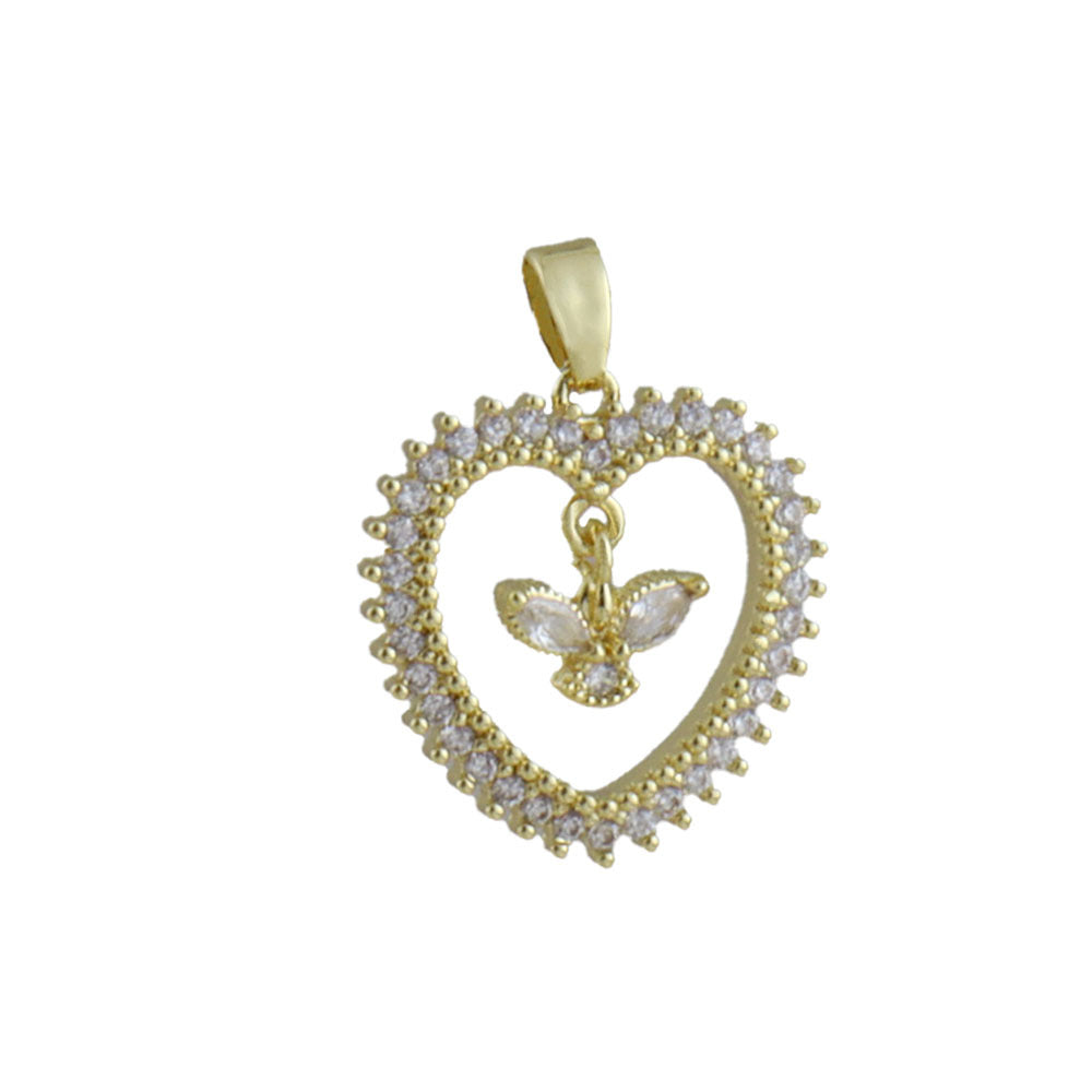 Heart Shape Copper Pendant With Real Gold Plated Electroplated Finish, Jewelry Accessory In Gold For Valentine's Day