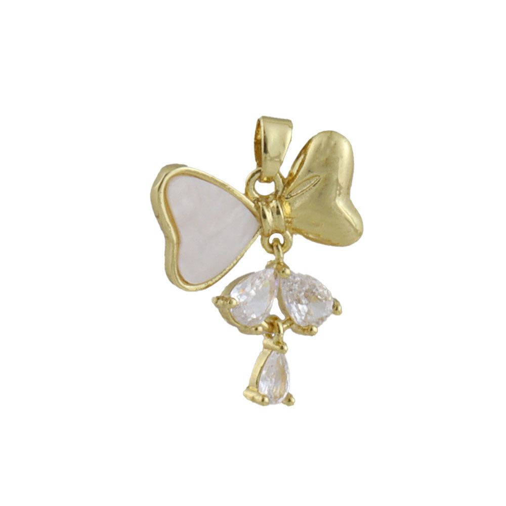 Electroplated Copper Bow Tie Pendant In Gold, Jewelry Accessories With Elegant Electroplated Finish