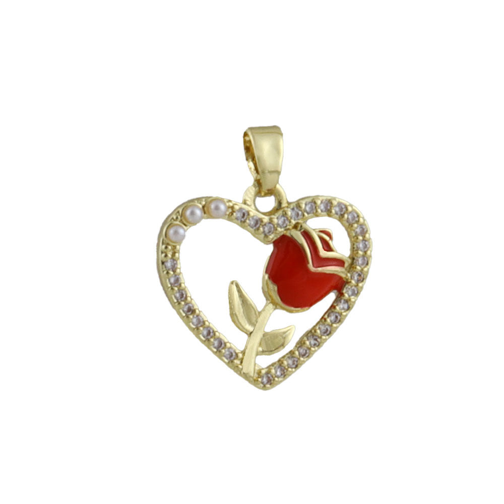 Heart Shape Copper Pendant With Real Gold Plated Electroplated Finish, Jewelry Accessory In Gold For Valentine's Day