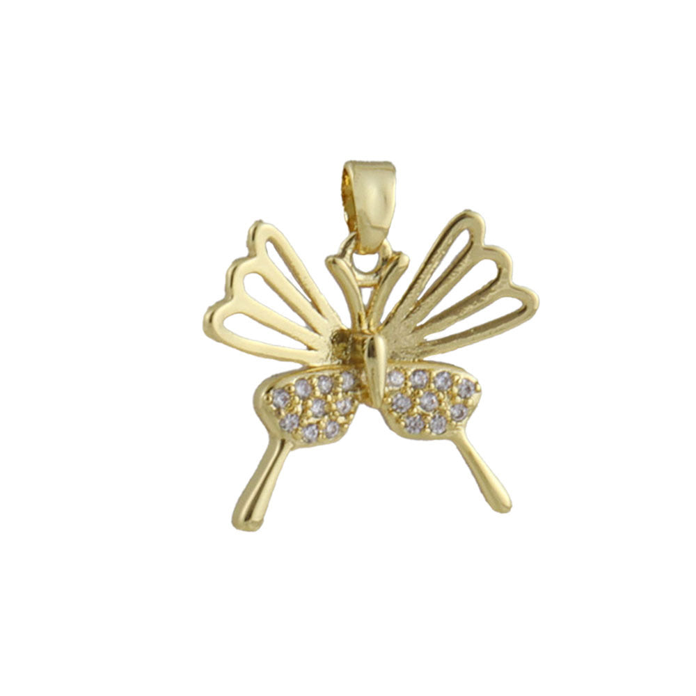 Electroplated Copper Bow Tie Pendant In Gold, Jewelry Accessories With Elegant Electroplated Finish