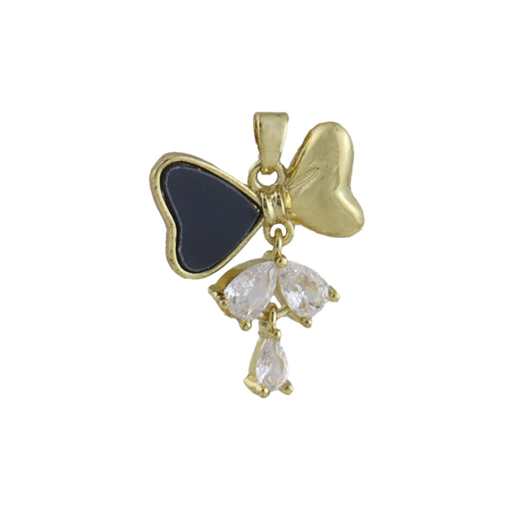 Electroplated Copper Bow Tie Pendant In Gold, Jewelry Accessories With Elegant Electroplated Finish
