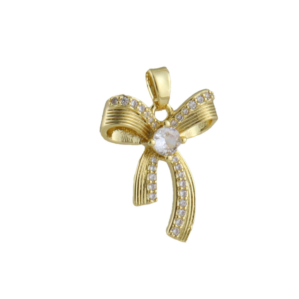 Electroplated Copper Bow Tie Pendant In Gold, Jewelry Accessories With Elegant Electroplated Finish