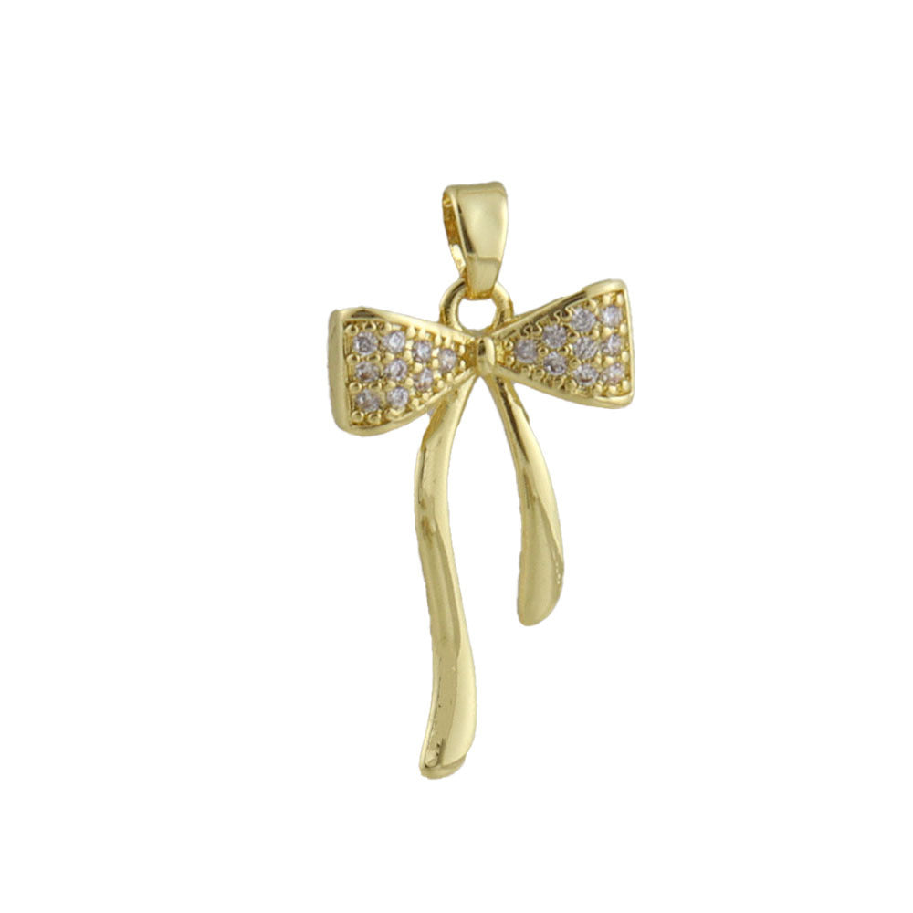 Electroplated Copper Bow Tie Pendant In Gold, Jewelry Accessories With Elegant Electroplated Finish