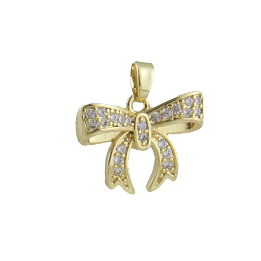 Electroplated Copper Bow Tie Pendant In Gold, Jewelry Accessories With Elegant Electroplated Finish