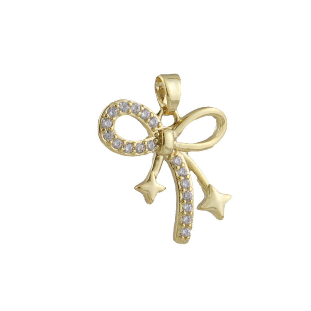 Electroplated Copper Bow Tie Pendant In Gold, Jewelry Accessories With Elegant Electroplated Finish