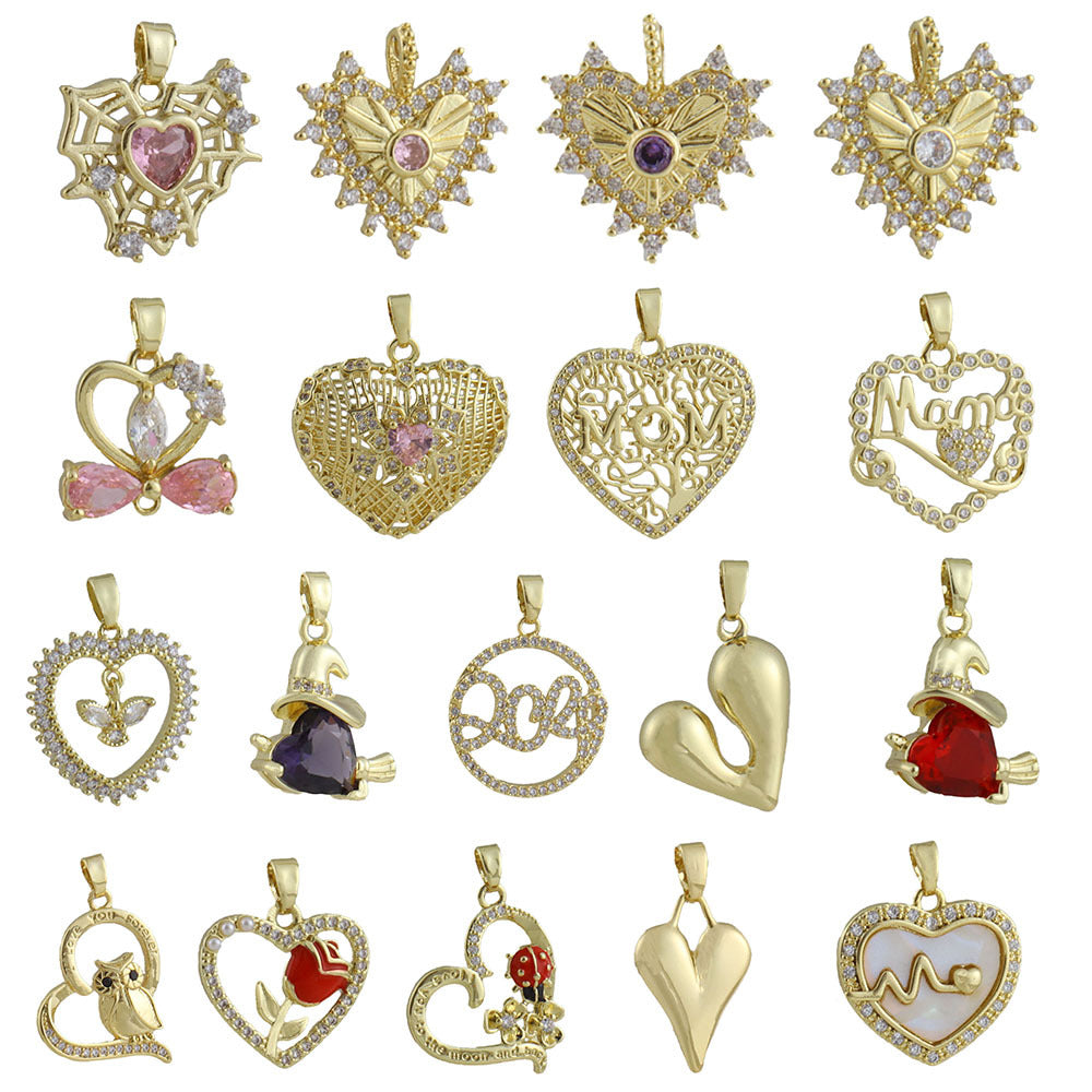 Heart Shape Copper Pendant With Real Gold Plated Electroplated Finish, Jewelry Accessory In Gold For Valentine's Day
