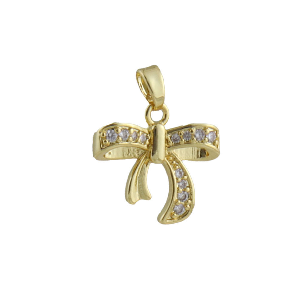 Electroplated Copper Bow Tie Pendant In Gold, Jewelry Accessories With Elegant Electroplated Finish