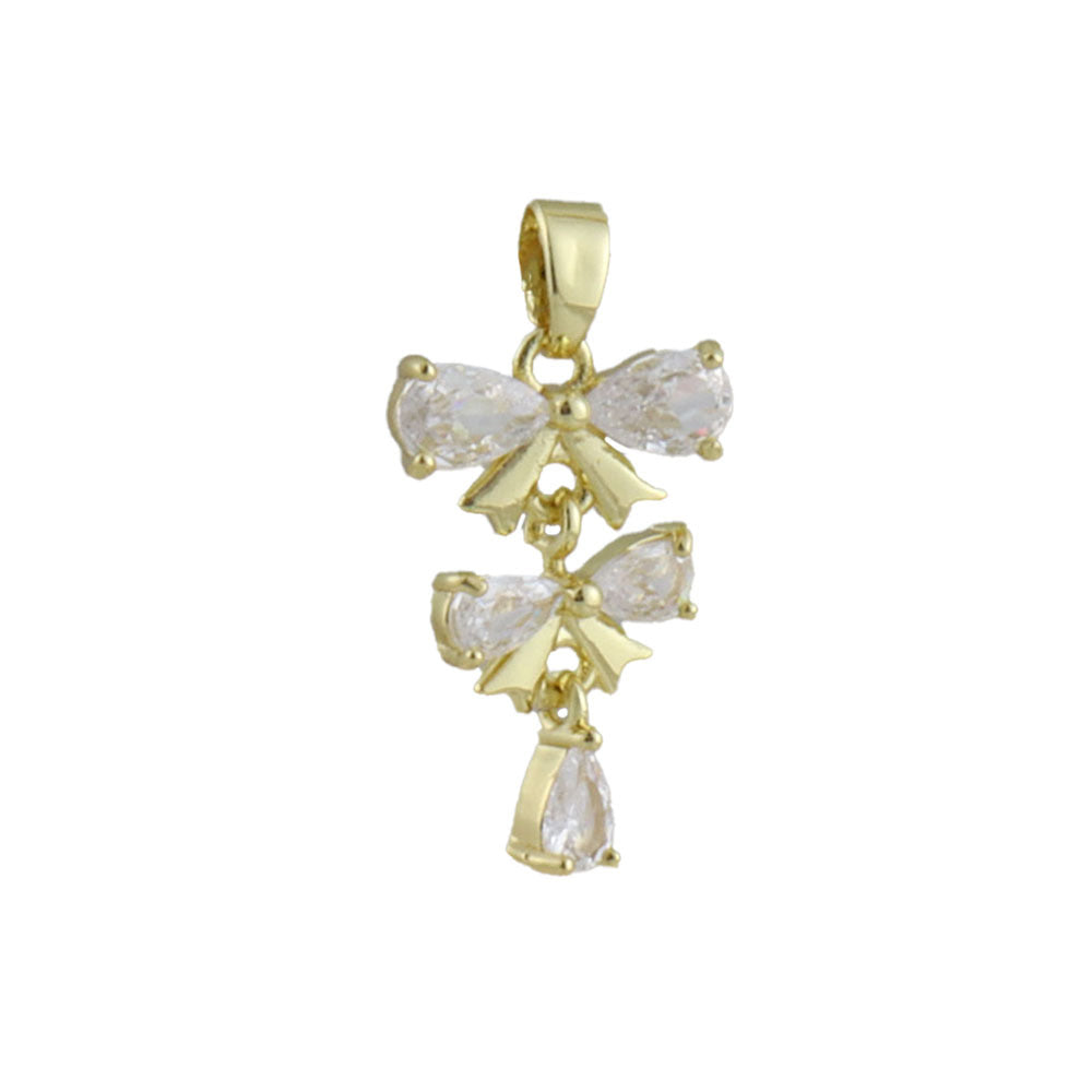 Electroplated Copper Bow Tie Pendant In Gold, Jewelry Accessories With Elegant Electroplated Finish