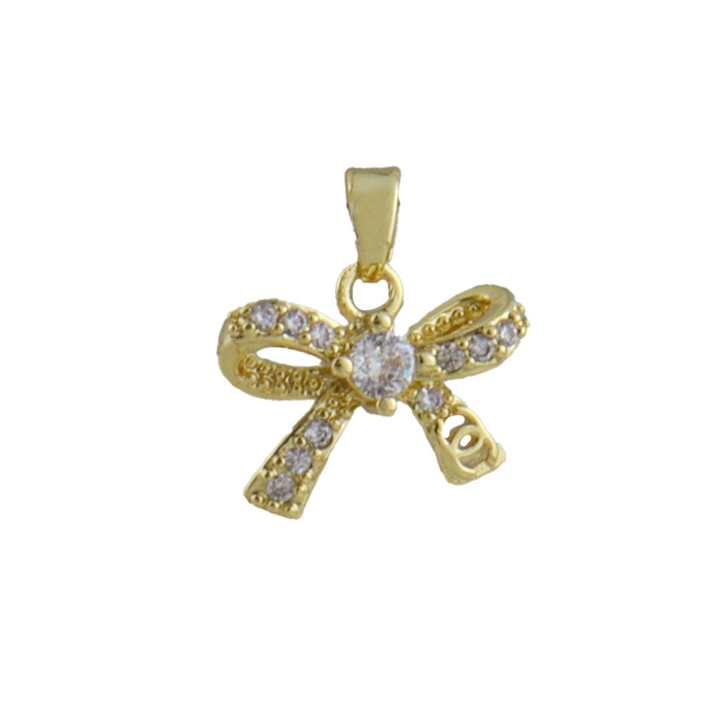 Electroplated Copper Bow Tie Pendant In Gold, Jewelry Accessories With Elegant Electroplated Finish