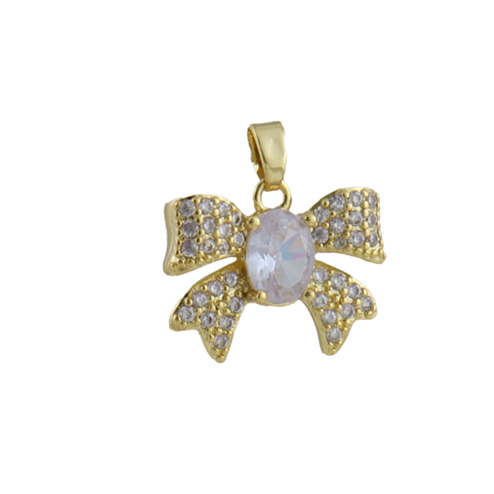 Electroplated Copper Bow Tie Pendant In Gold, Jewelry Accessories With Elegant Electroplated Finish