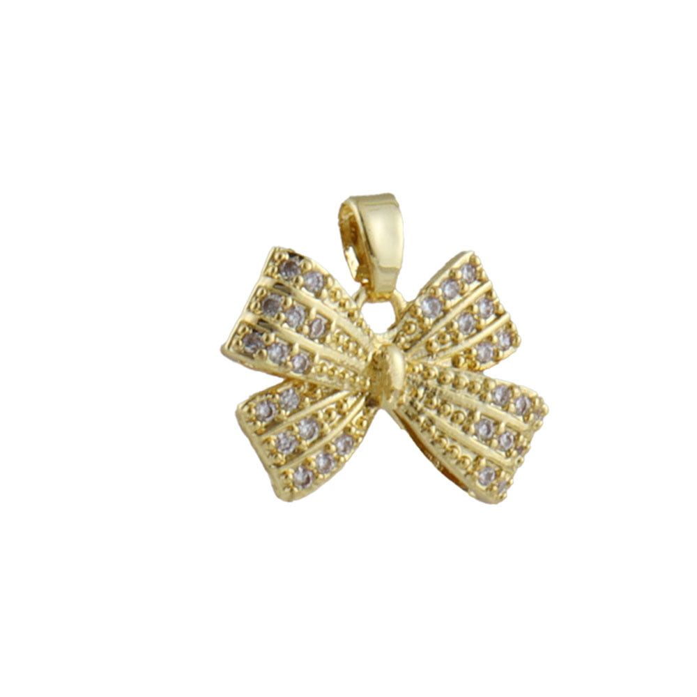 Electroplated Copper Bow Tie Pendant In Gold, Jewelry Accessories With Elegant Electroplated Finish