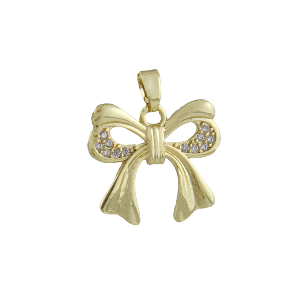 Electroplated Copper Bow Tie Pendant In Gold, Jewelry Accessories With Elegant Electroplated Finish