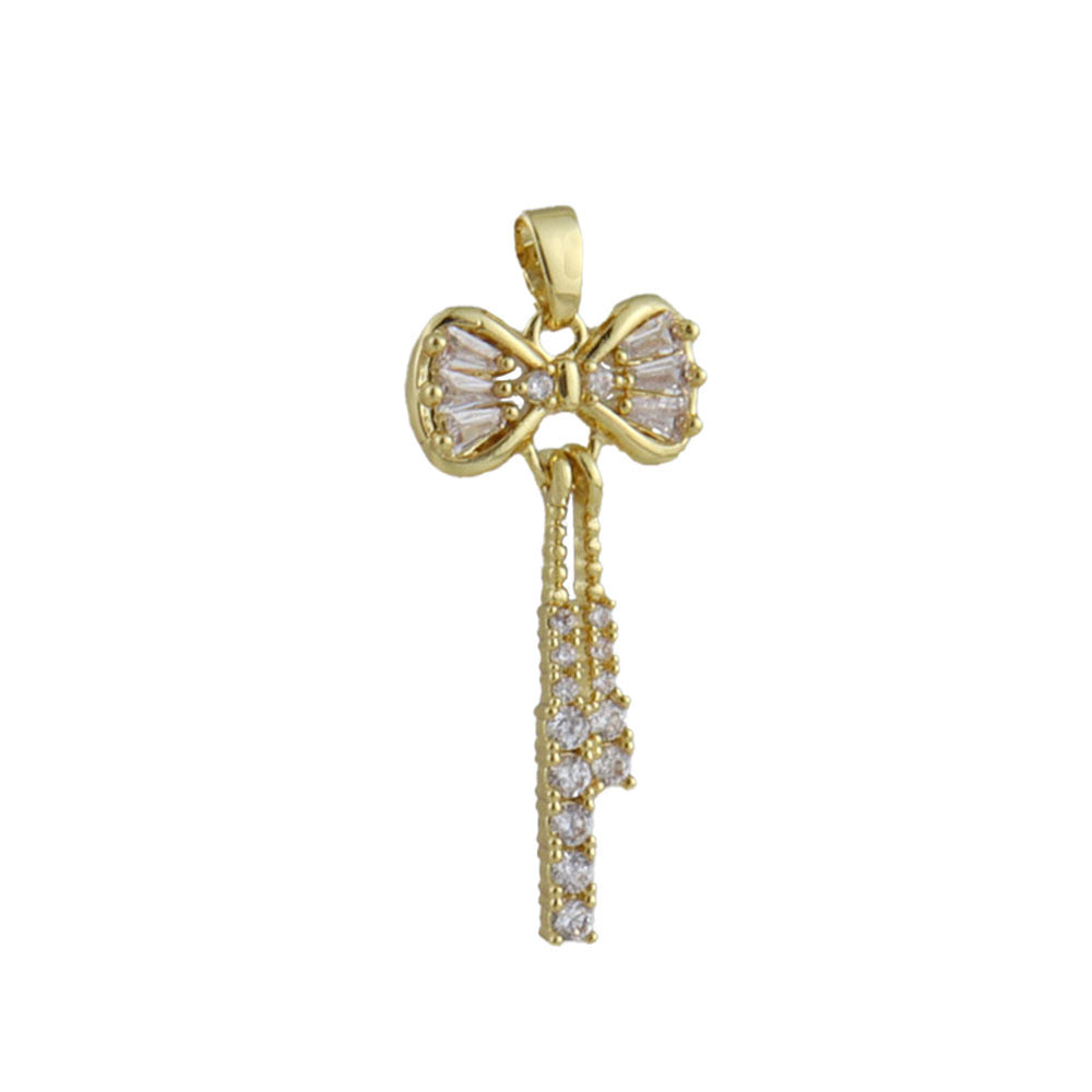 Electroplated Copper Bow Tie Pendant In Gold, Jewelry Accessories With Elegant Electroplated Finish