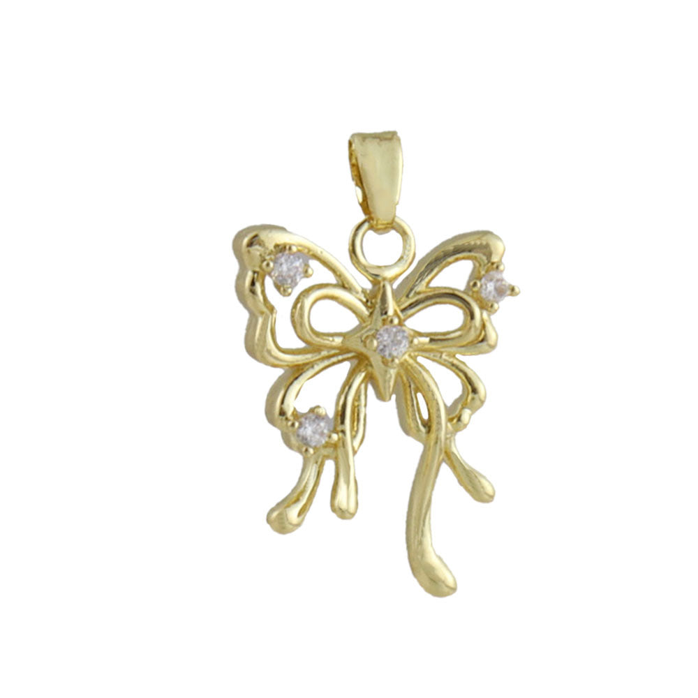 Electroplated Copper Bow Tie Pendant In Gold, Jewelry Accessories With Elegant Electroplated Finish