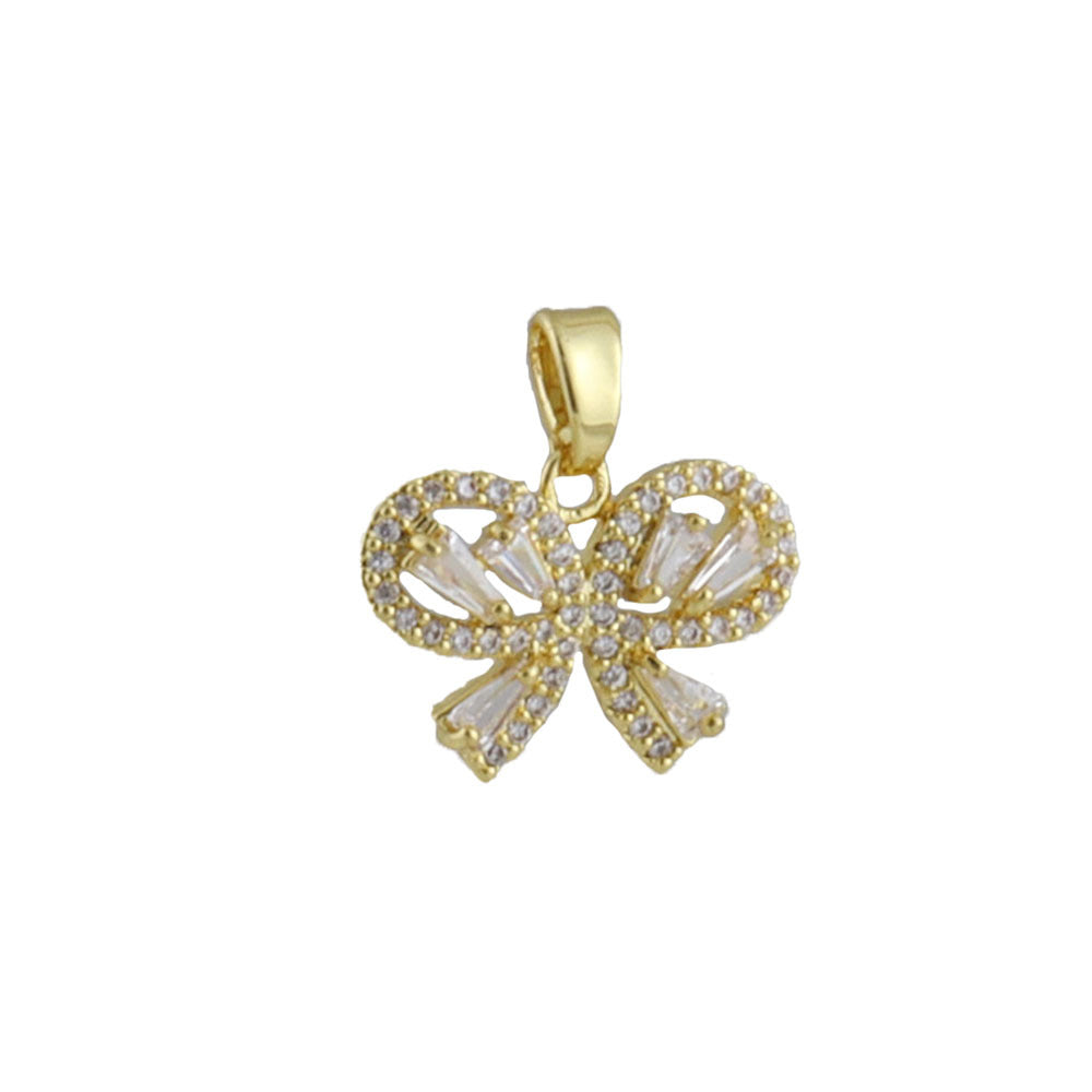 Electroplated Copper Bow Tie Pendant In Gold, Jewelry Accessories With Elegant Electroplated Finish