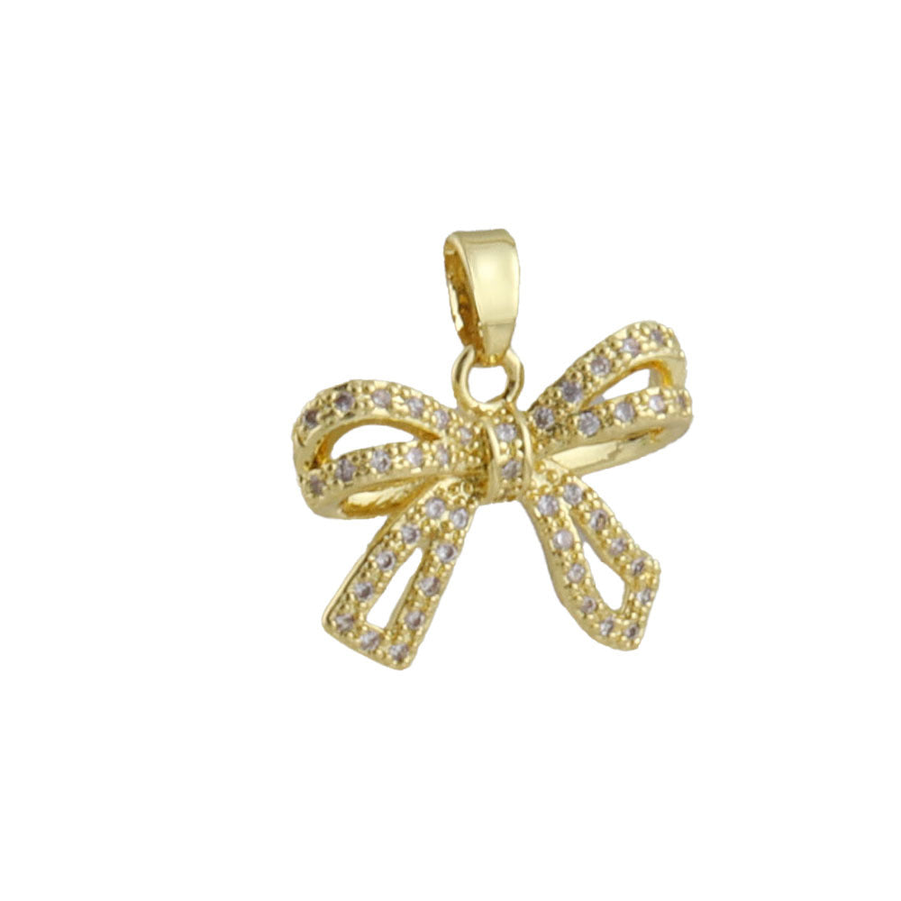 Electroplated Copper Bow Tie Pendant In Gold, Jewelry Accessories With Elegant Electroplated Finish